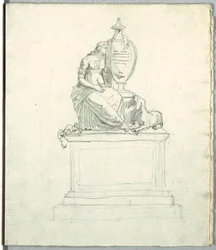 Dibujo, estudio después de un monumento funerario y estudio después de un friso, principios del siglo XIX